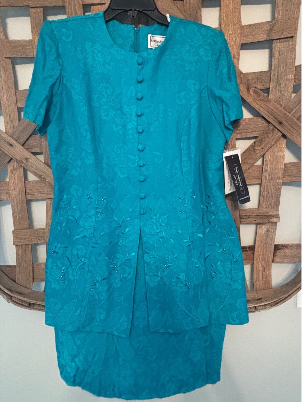Karin Stevens Petites teal short sleeve dress
